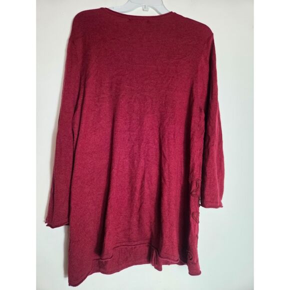Coldwater Creek Red w/Embroidery Cashmere Blend Knit Cardigan Sweater size 1X - Picture 5 of 7